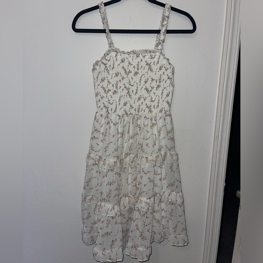 White and pink floral dress